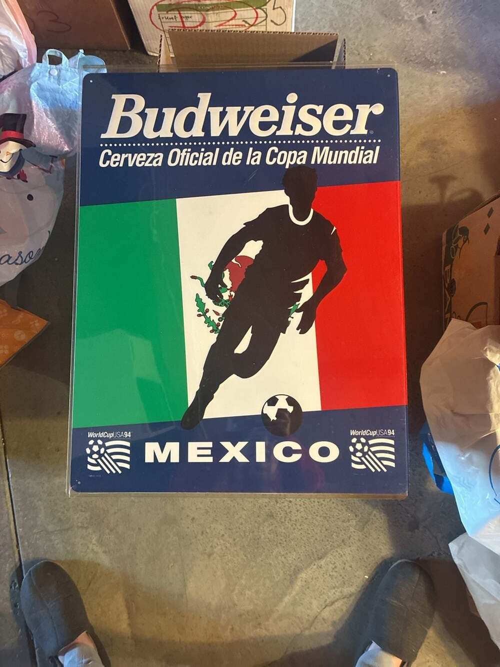 Vintage 1994 Budweiser World Cup USA Mexico Tin Beer Sign